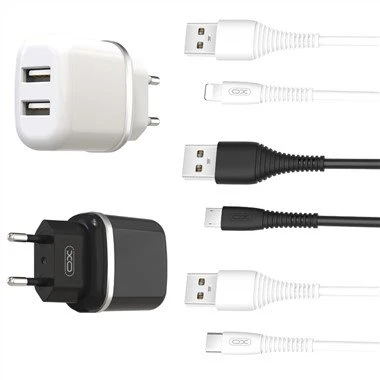 2.4A 2USB Port Fast ESB hleðslutæki með USB snúrufatnaði